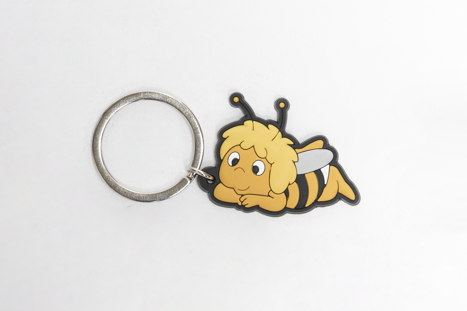 Schlüsselanhänger Biene liegend aus Gummi