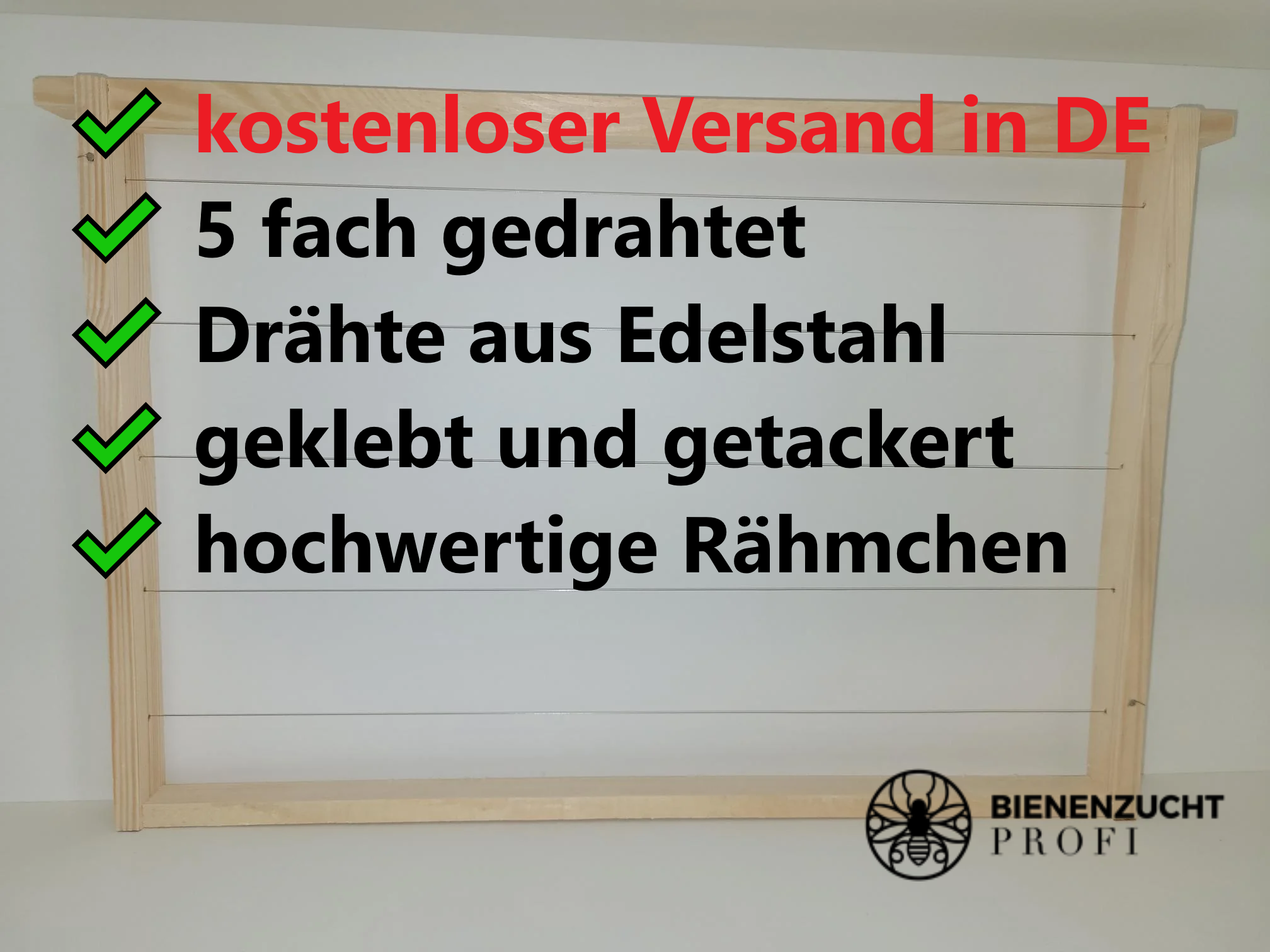 Dadant US Rähmchen Hoffmann-Seiten 5-Fach gedrahtet (88 VPE)