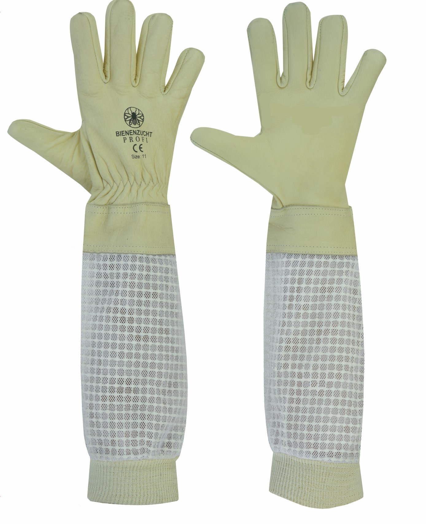 Imkerhandschuhe Leder Beige Stulpen Cremeweiß atmungsaktiv