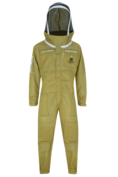 Imkerschutzanzug Farbe Khaki atmungsaktiv + Fechtschleier selbsttragende Haube