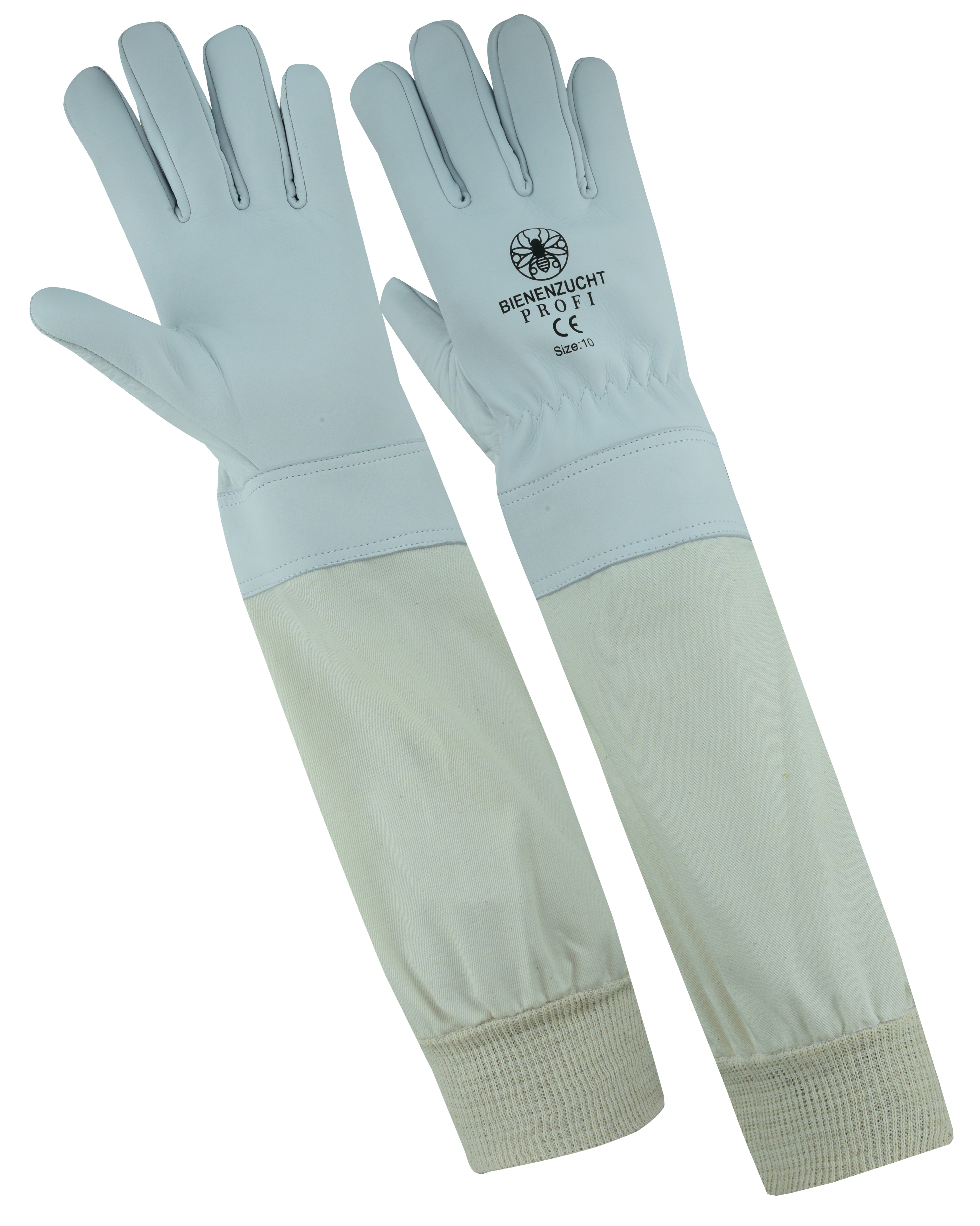 Imkerhandschuhe Leder Weiß Ärmel Cremeweiß