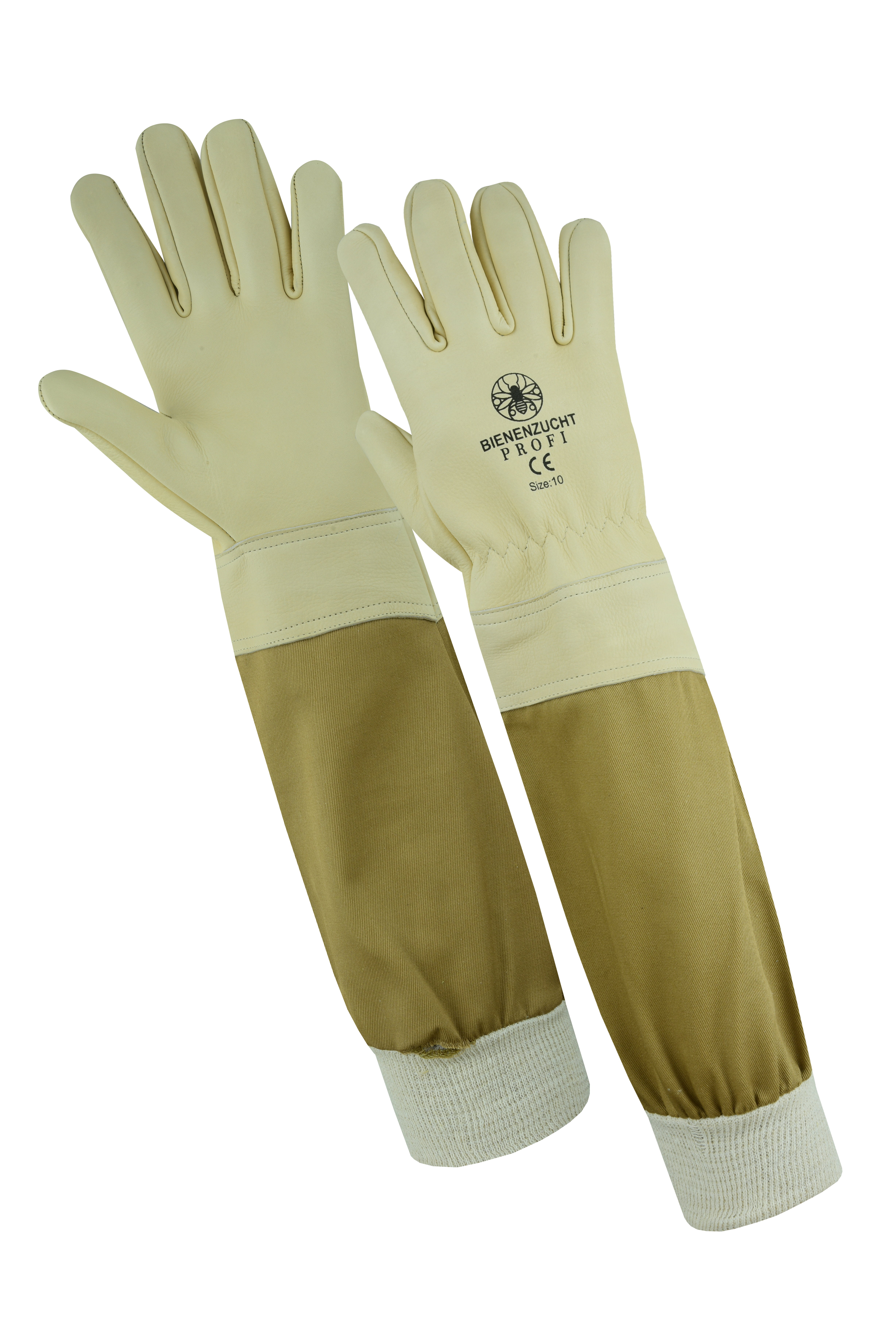Imkerhandschuhe Leder Beige, Stulpen Khaki