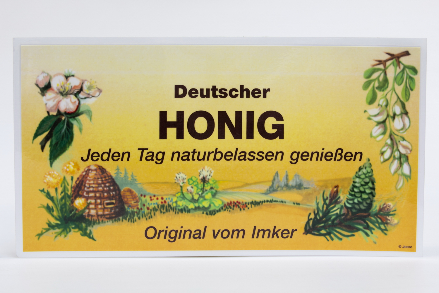 Adhesive advertising sign laminated