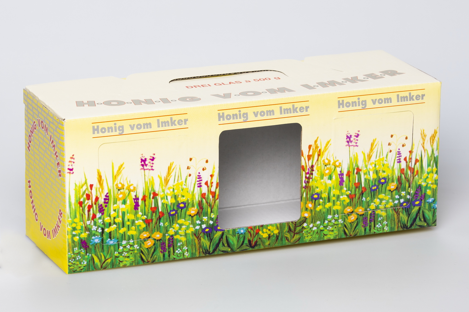 Geschenk-Karton Blumenwiese 3 x 500g