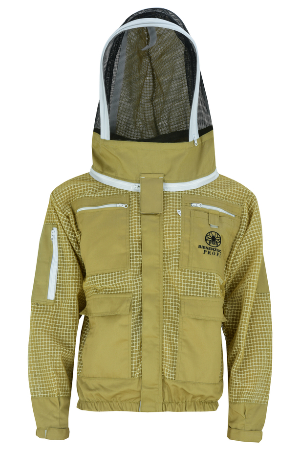 Bienenjacke Farbe Khaki atmungsaktiv + Fechtschleier selbsttragende Haube