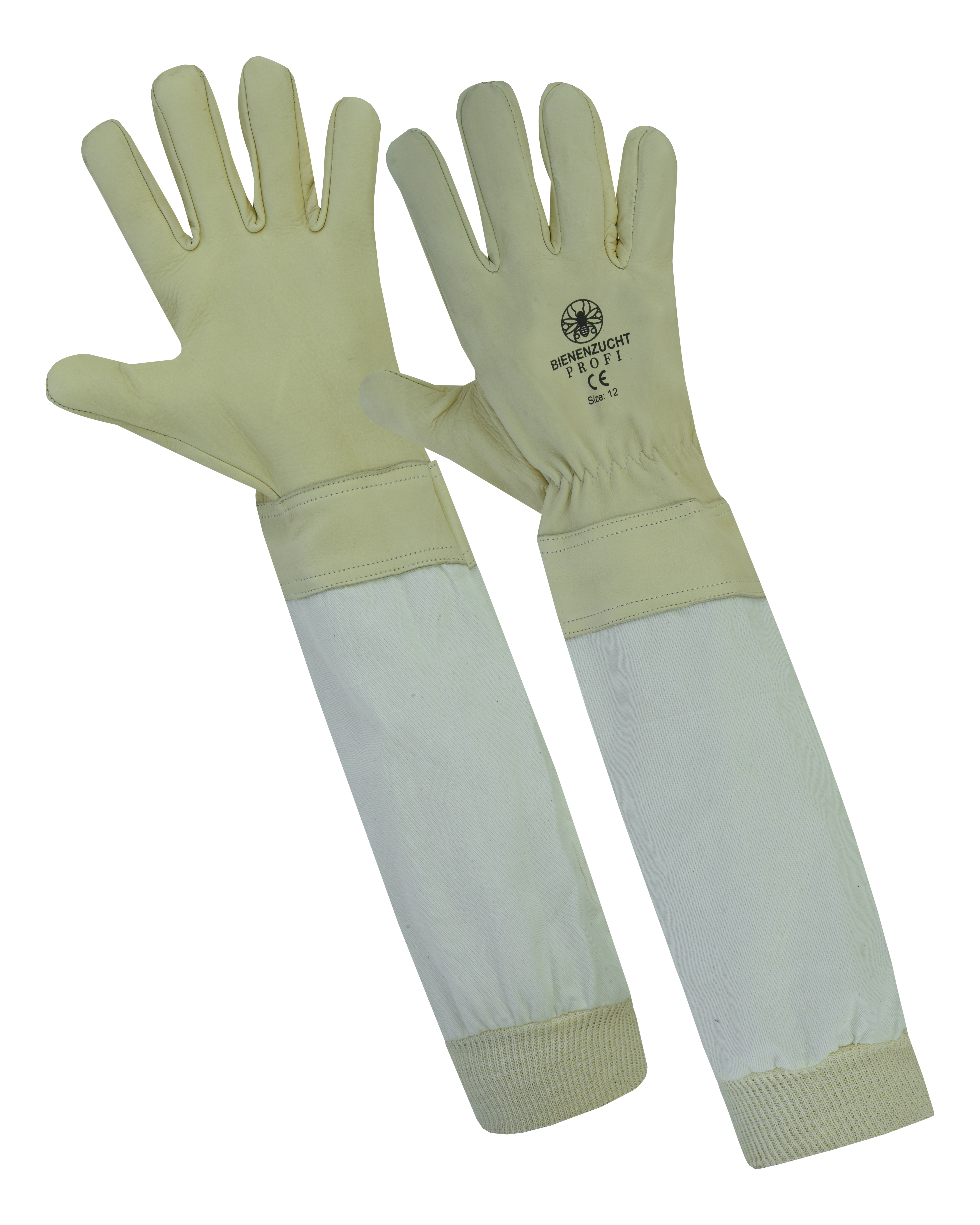 Imkerhandschuhe Leder Beige Stulpen Cremeweiß