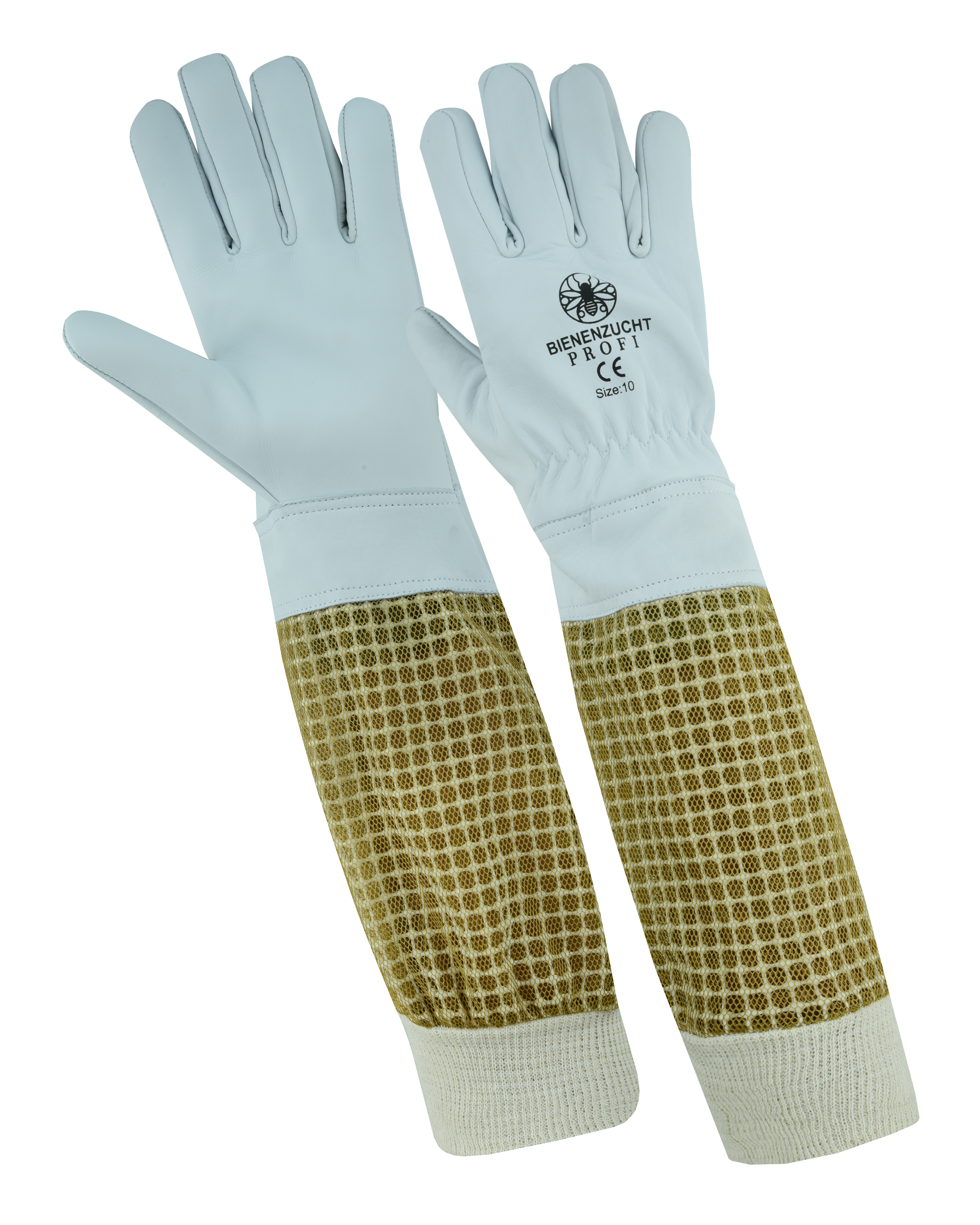 Imkerhandschuhe Leder Weiß Stulpen Khaki luftdurchlässig