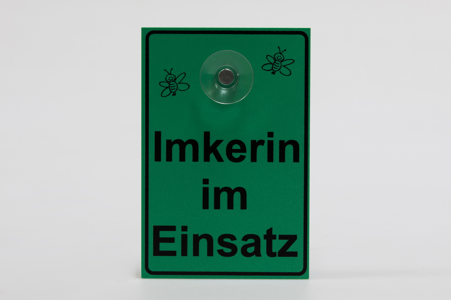 Saugnapfschild Imkerin im Einsatz grün