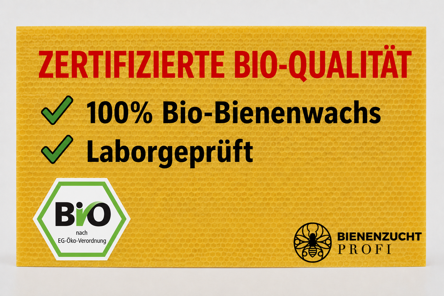 Feuilles de cire gaufrée biologique Zander | Cire d’abeille pure | Testées en laboratoire | Hausse à miel 395 × 135 mm
