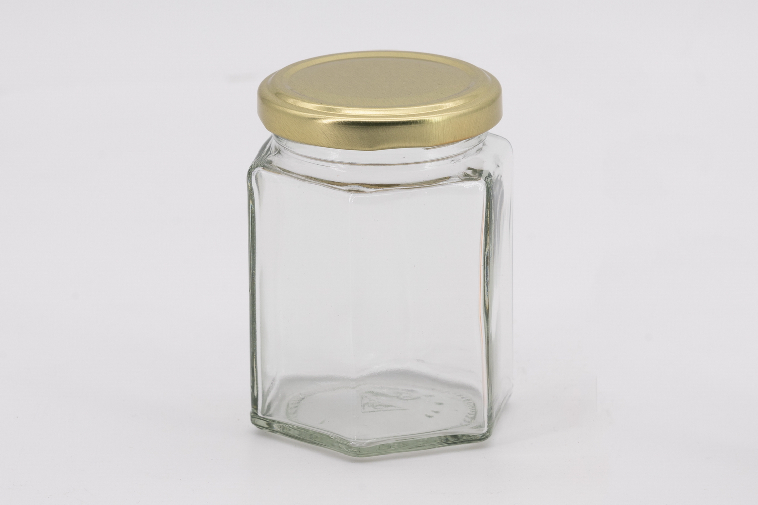 Sechseckglas 196 ml mit 58er gold