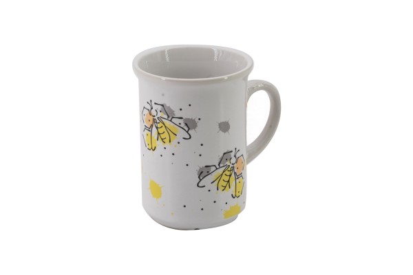 Ceramic cup white with bee motif