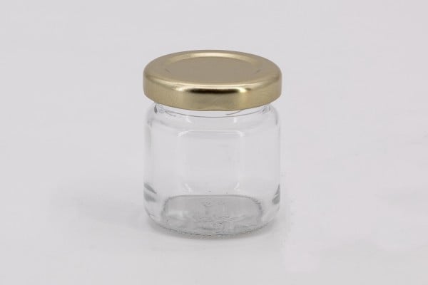 Round glass 50 ml with 43 gold
