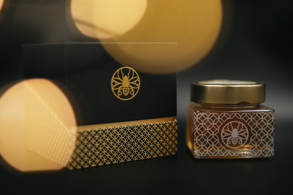 Honig Geschenkboxset "Black Edition" mit Honigglas